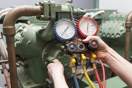 Adjusting Control valves with gauges.