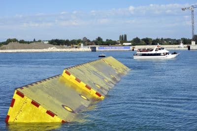 Yellow barriers in the sea